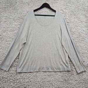 Eileen Fisher Shirt Womens 3X Gray Long Sleeve Pullover Stretch Scoop Neck‎